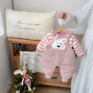 Conjunto de dos piezas para bebés y niños pequeños, otoño-invierno: camiseta de forro polar con peto de algodón grueso, estilo nuevo 2025 para exteriores - Product Image 2