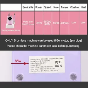 Pièce à main de rechange pour ponceuse à ongles sans balais 35KRPM, faible vibration, stylo de manucure en alliage métallique, silencieux, pour pédicure et salon - Product Image 3