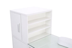 Table de manucure pour techniciennes, plateau en verre, repose-poignet, poste de travail de beauté pour <span class=keywords><strong>salon</strong></span>, résistant à l'acétone, moderne, pour <span class=keywords><strong>salon</strong></span> de beauté - Product Image 4
