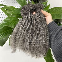 Extensions de cheveux humains KAMA Salt and Pepper, bouclées, afro, crépues, en vrac, pour tresses et torsades au crochet, pour personnes de couleur grise