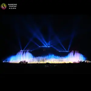 Taman luar ruangan Cina 110m kolam panjang musik menari air mancur proyek sinar Laser pertunjukan air