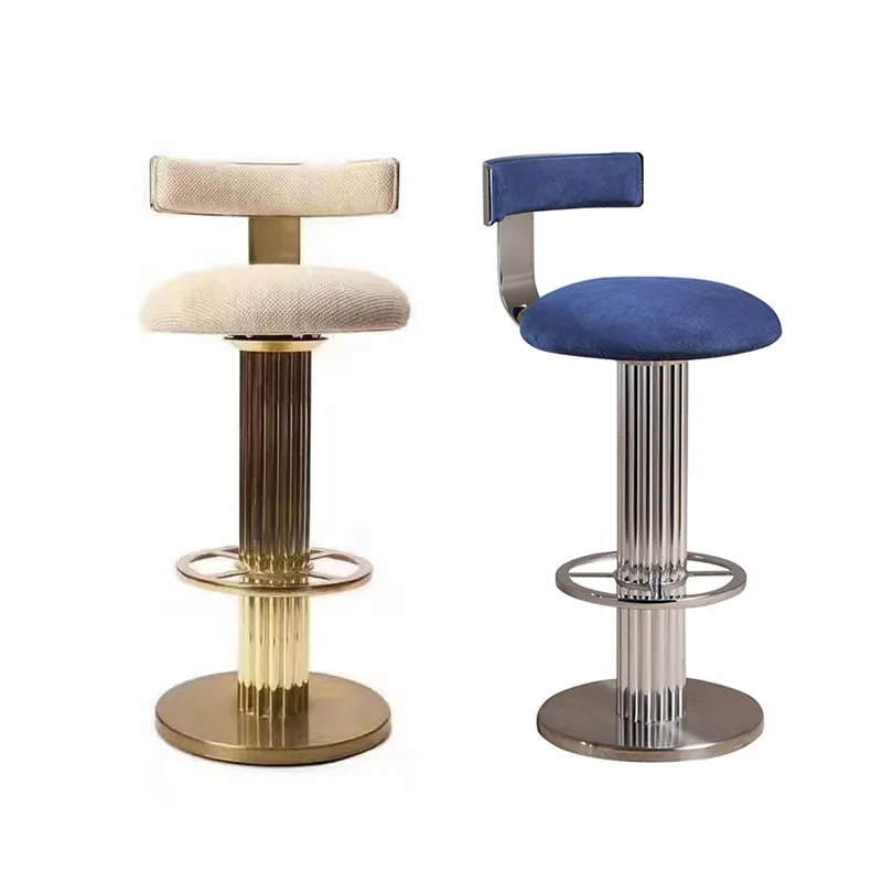 Hot Sale High Quality Modern Industrial Metal Bar Chair Velvet Fabric High Bar Stool Chair With Honeycomb Back