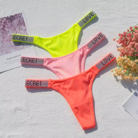 Ventes en gros de culottes sexy brillantes en strass pour femmes, taille basse, lettres solides, mode, jeunes filles, culottes tendance et sexy