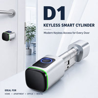 Serrure de porte intelligente avec empreintes digitales et mot de passe, version TTLOCK/TUYA, étanche, Wifi, pour portes en bois, cylindre de serrure à profil européen