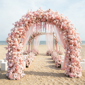 DKB Luxury pink Floral Arch Arrangement Silk Row Wedding Arch <b>Flower</b> Backdrop Rose hydrangea <b>Flower</b> Arch for Decor - Product Image 1
