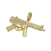 Bijoux Hip Hop plein diamant CZ pierre pavé mode Ak-47 dominatrice mitraillette pendentif