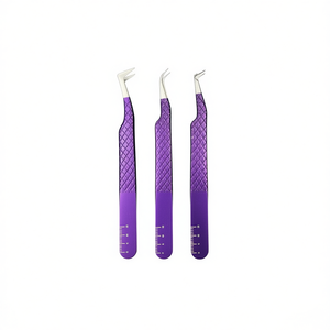 Violet rose noir japonais en acier inoxydable diamant Grip Logo personnalisé pince à épiler d'extension de cils testé à la main Volume pince à cils - Product Image 1