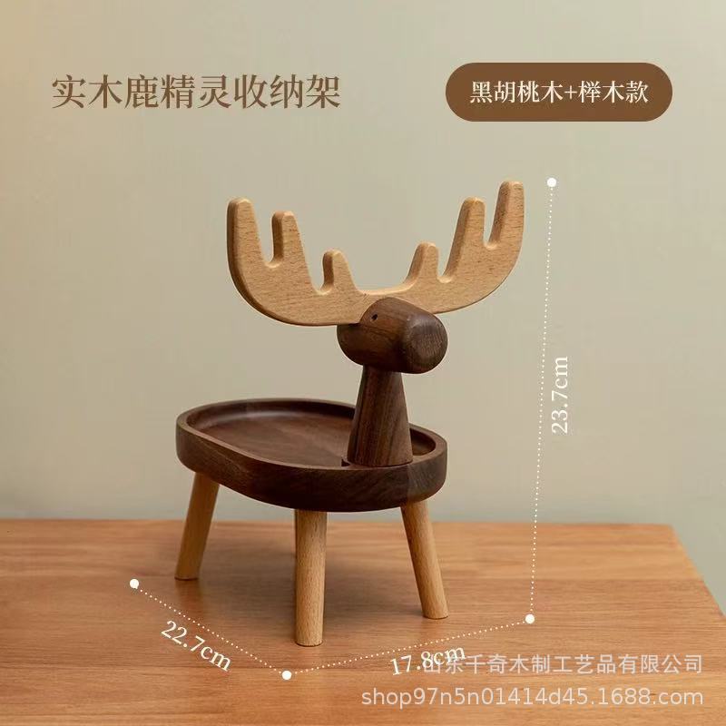 Deer desktop ornament [North American black walnut and beech wood]