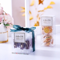 Boîte à biscuits en PET biodégradable de qualité alimentaire avec ruban, recyclable, vernie, personnalisable, emballage cadeau de Noël, insert rectangulaire