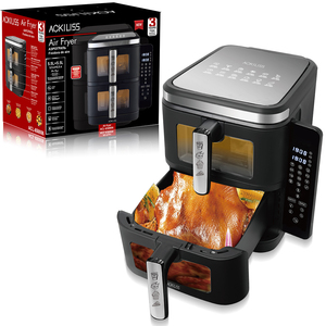 ACKILISS ACL-650006 <span class=keywords><strong>Friteuse</strong></span> à air chaud 2800W 5.5L+5.5L Double panier Multi-usages Circulation d'air à 360° Nettoyage facile Utilisation facile - Product Image 1