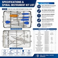 Kit d'instruments vétérinaires pour vis pédiculaires polyaxiales de la colonne vertébrale, pour chirurgie spinale canine, fixation vertébrale, avec boîte de stérilisation