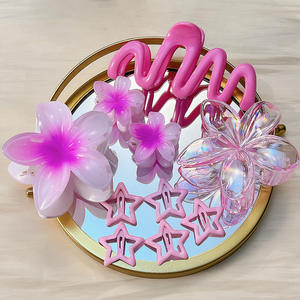 إكسسوارات شعر على شكل وردة استوائية ملونة كبيرة من مصنع يوكسي، مشابك مخلب شعر بتصميم زهور متعددة الألوان، مجموعة من 10 قطع، رائجة يوميًا - Product Image 3