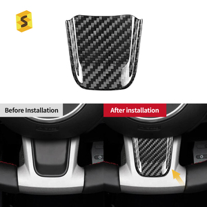 Accesorios de fibra de carbono Shasha, pegatina decorativa para la barbilla del volante embellecedor de fibra de carbono para Fiat 500 <span class=keywords><strong>ABARTH</strong></span> - Product Image 5