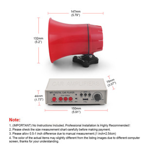 ระบบเสียงเตือนภัยในรถยนต์ 12V 130dB ปรับแต่งได้ พร้อมไซเรน ลำโพง แอมพลิฟายเออร์ ไมโครโฟน ระบบอ่านการ์ด และเครื่องเล่น MP3 - Product Image 6