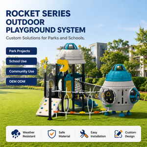 Round Layout Outdoor Playground Equipment With Small <strong>Play</strong> <strong>Towers</strong> for Compact Kids <strong>Play</strong> Areas With Project Ready Buyer Appeal - Product Image 1