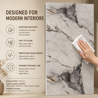 Panneau mural en PVC brillant MORLENX gris clair blanc en pierre naturelle marbrée UV pour la décoration intérieure moderne