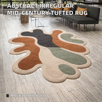 Tapis moderne abstrait irrégulier tufté fait main à poils coupés, style mi-siècle, pour salon et zone d'exercice - Matériau acrylique, adapté aux animaux domestiques