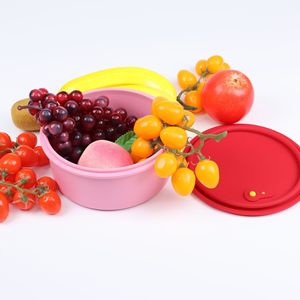 Silicone Food Storage Container Round With Lid Microwave Safe For Travel And Office Use - Product Image 1