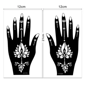 Không độc hại tùy chỉnh mehendi Arabic Henna Stencil dán hình xăm