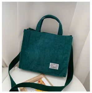 Bolso de mano de pana coreana para mujer, bolsa de hombro de gran capacidad, para ir de compras, para estudiantes, B470