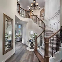 CBMMart Escalier en colimaçon moderne à bande de roulement en bois personnalisé Escalier en bois courbé en bois d'hévéa Escalier en bois pour sous-sol