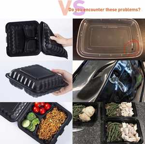 กล่องพลาสติก PP แบบใช้แล้วทิ้ง ขนาด 8x8 นิ้ว 3 ช่อง สำหรับร้านกาแฟ พร้อมโลโก้สั่งทำ - Product Image 4