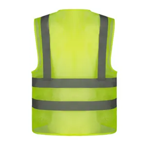 Chaleco de seguridad logotipo personalizado 120G malla de poliéster multi bolsillos chaleco de seguridad de alta visibilidad ropa de trabajo HI VIS para hombres mercados coreanos