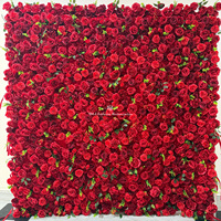 Anpassbare Größe Künstliche Rote Rosenwand, Speziell Entworfen für Hochwertige Anlässe wie Hochzeiten und Feiern