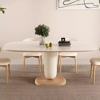 Ensemble de table à manger moderne et élégante en bois massif et pierre frittée pour appartement, mobilier de salle à manger complet 6 places