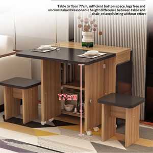 Set <span class=keywords><strong>Tavolo</strong></span> da Pranzo Pieghevole Estensibile, <span class=keywords><strong>Tavolo</strong></span> da <span class=keywords><strong>Cucina</strong></span> Mobile con Armadietto e Ruote Bloccabili per Piccoli Spazi, Casa e Appartamento - Product Image 5