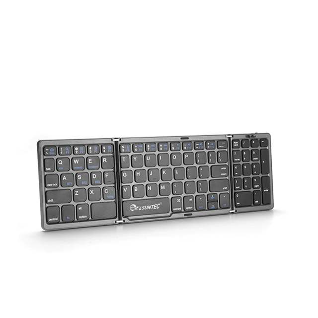 New BT Wireless Foldable Office Keyboard Slim Mini Portable Three-fold with Number Keys Plastic BT-036