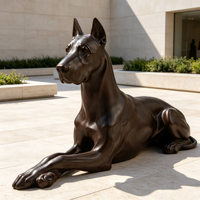 Sculpture de chien en bronze coulé à la main, style animal moderne, sur mesure, pour parc et hall d'entrée