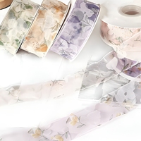 Rubans en satin de 3 cm avec des fleurs rêveuses, ruban pour nœuds de fleurs, emballage de fleurs