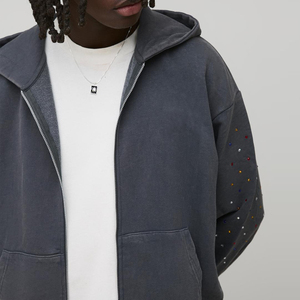 Winter Hooded Men Casual Rhinestone Tracksuit-Customized Color & Size Lightweight Quick Dry Breathable Adult Size Latest Design - Product Image 3