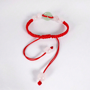 Pulsera tejida Jade estilo chino hecha a mano con nudo de seguridad Cuerda roja ODM (Fabricante de diseño original) Producto - Product Image 1