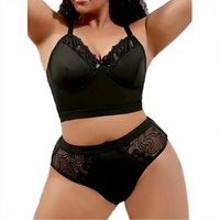 Ensemble de lingerie sexy pour femme, style Europe et Amérique, en jersey ajouré, avec soutien-gorge push-up amincissant pour forte poitrine