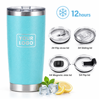 Gourde isotherme 20 oz avec paille, revêtement poudré, en stock – Meilleures ventes 2026