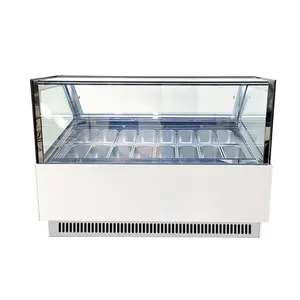Vitrina de helado italiana visible, vitrina de congelador con vidrio HD