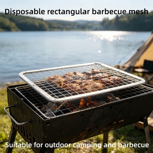 Opvouwbare roestvrijstalen BBQ-grillrooster van draadgaas, rond rechthoekig <span class=keywords><strong>set</strong></span> voor kamperen, houtskoolroker, gas, draagbaar rek - Product Image 6