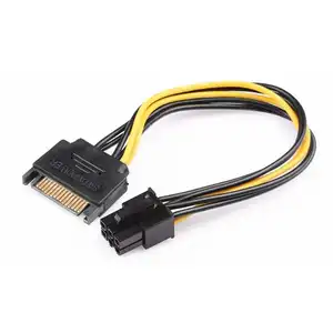 SATA كابل 15pin إلى 6 دبوس كابل 18AWG SATA قرص صلب بطاقة جرافيكس الطاقة كابل إمداد الطاقة