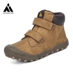 热卖登山徒步麂皮防水保暖户外防滑棕色登山鞋女童靴