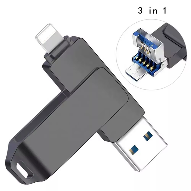 3 in 1 OTG USB 2.0/3.0 Pen Drive 4GB 8GB 16GB 32GB 64GB 128GB 1TB Otg Usb Flash Drive Disk Swivel Memory Usb Stick Pen Drive