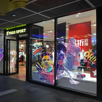 Kapalı şeffaf esnek LED ekranlar duvar cam pencere reklam şeffaf Film LED Video örgü LED ekran