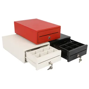 Slide Way Cash Drawer Black White Rj11 Interface Cash Box Stainless Steel Cash Drawer with 8 Coin and Bill Slots