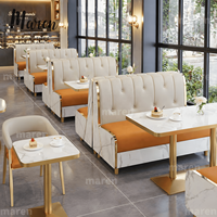 Chaises de restaurant en marbre pour café moderne, ensemble table et banquette, mobilier écologique et durable
