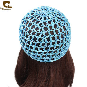 Bán Buôn Đa Màu Ngủ Tóc Net Hat Bun Bìa Phụ Nữ Crochet <span class=keywords><strong>Snood</strong></span> Hat Polyester Tóc Net - Product Image 5