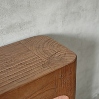 Console vintage en bois massif, table d'entrée minimaliste en forme de U, table de couloir rustique longue pour villa de luxe