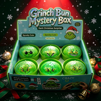 Jouet Squishy Grinch de Noël à presser, boîte mystère sensorielle en forme de dumpling, en TPR, anti-stress, cadeau de fête, vente en gros