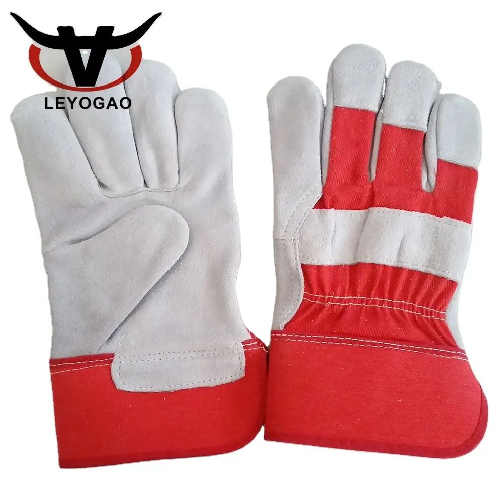 Cheap leather gloves construction great quality cow leather cotton hand protect palm work