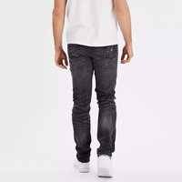 Jean slim naturellement délavé pour hommes, style à la mode, noir délavé, crazy jeans